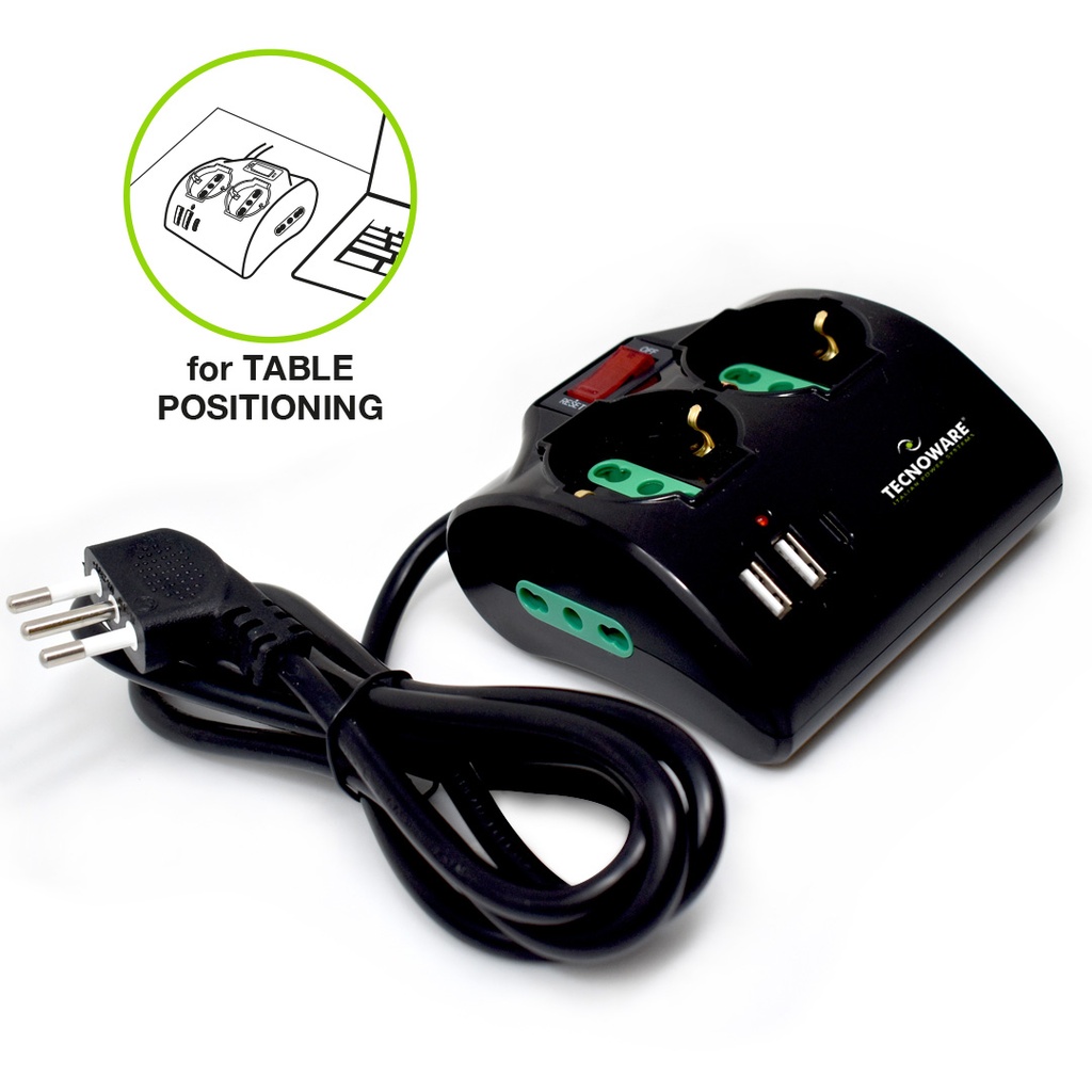 MULTIPRESA TECNOWARE 2POSTI Tipo Schuko/Italia+2POSTI ITALIA 10/16A+2P USB A 1P USB-C FMP4IIGUSB
