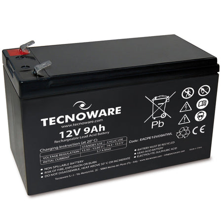 [COM-22891] BATTERIA TECNOWARE 12V 9.0Ah FASTON 6,3MM LONG LIFE 24 MESI GARANZIA EACPE12V09ATWL